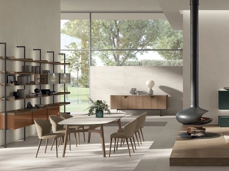 Sedia Meryl in tessuto e legno di Tomasella