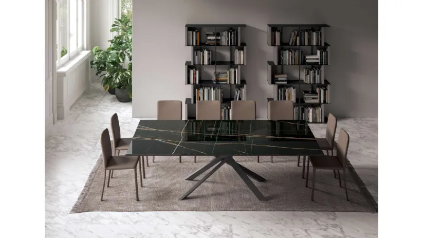 Tavolo allungabile 4x4 in Marble Glass di Ozzio