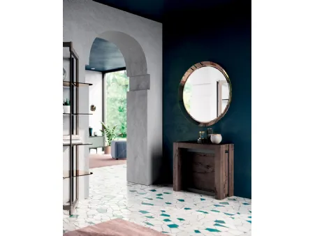 Consolle A4 allungabile in Rovere e metallo dotata di 4 prolunghe incorporate nella struttura di Ozzio