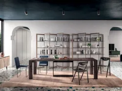 Consolle A4 allungabile in Rovere e metallo dotata di 4 prolunghe incorporate nella struttura di Ozzio