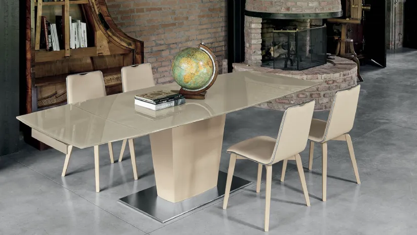 Tavolo di design allungabile in vetro e metallo Copernico 160 di Target Point