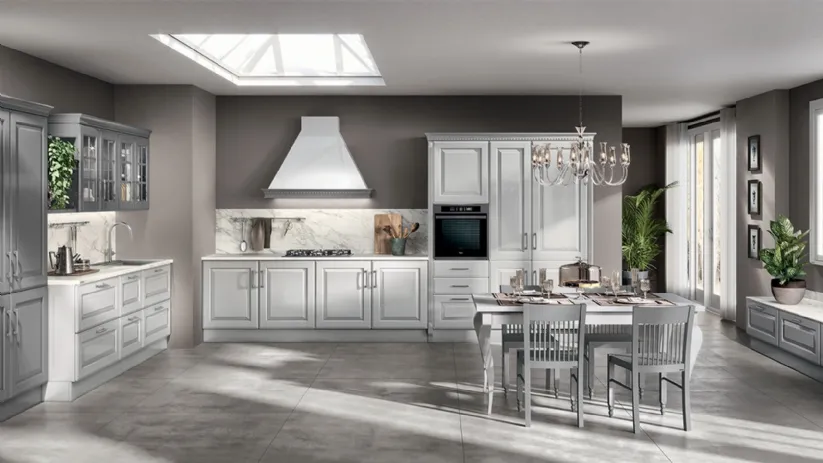 Cucina Classica Baltimora in laccato Grigio Airone di Scavolini