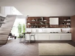 Cucina Moderna Carattere Bianco Prestige e Rovere Nabuk di Scavolini