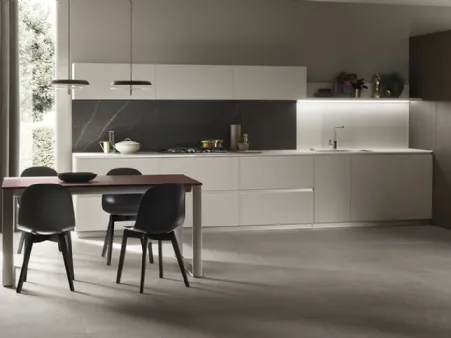 Cucina Moderna DeLinea in laccato Grigio Chiaro e Rovere Grafite di Scavolini