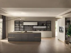 Cucina Moderna DeLinea in Pietra Grey e Grigio Chiaro di Scavolini