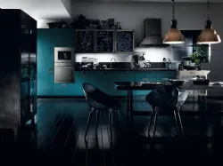 Cucina Moderna Diesel Social Kitchen in Rovere laccato Tempera Indigo di Scavolini