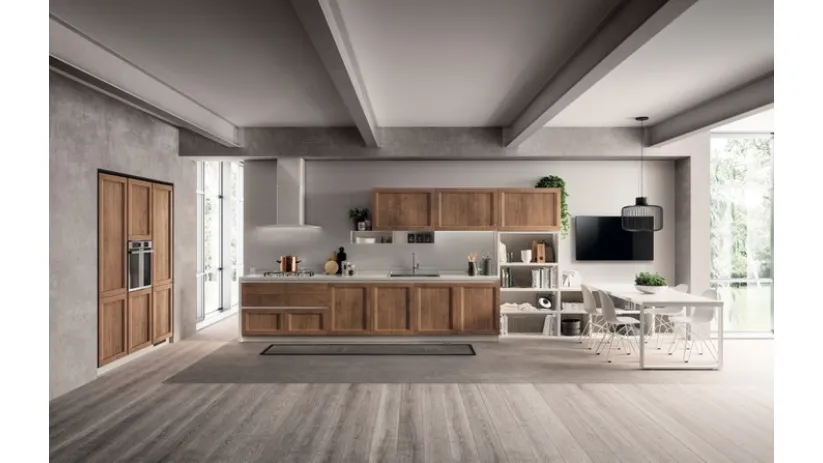 Cucina Moderna lineare Evolution in decorativo Rovere Land di Scavolini
