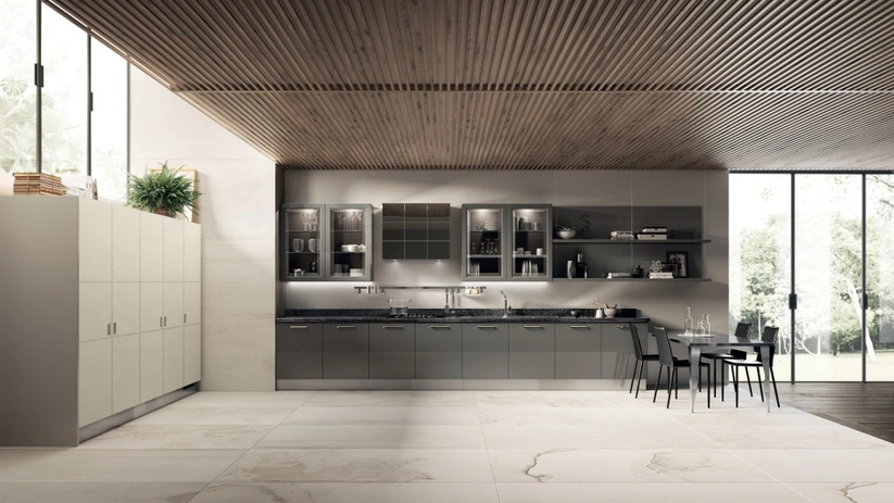Cucina Moderna Exclusiva 08 in laccato lucido Titanio di Scavolini