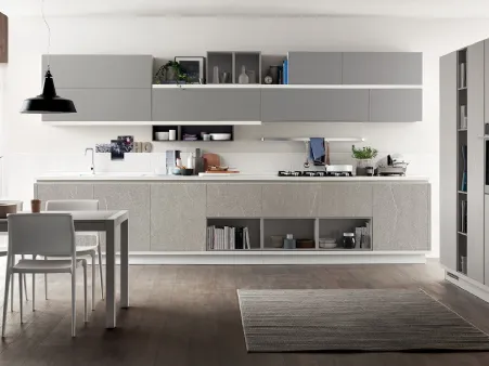 Cucina Moderna Foodshelf laccato opaco Grigio Vulcano di Scavolini