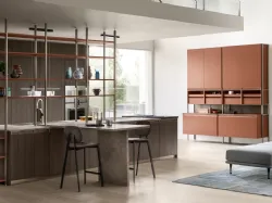 Cucina Moderna Formalia in Noce Arabica e laccato Ruggine di Scavolini