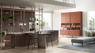 Cucina Moderna Formalia 07 in Noce Arabica e laccato Ruggine di Scavolini