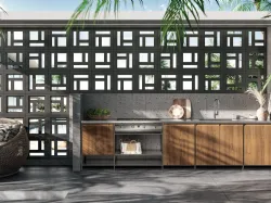 Cucina Moderna lineare in tek Formalia Outdoor 05 di Scavolini