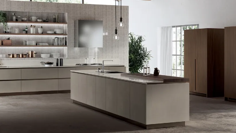 Cucina Moderna Liberamente Biomalta Argilla Delhi e Noce Royal di Scavolini