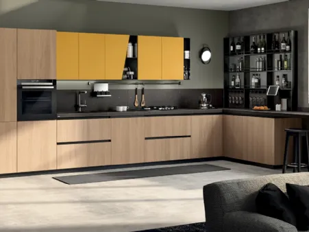 Cucina Moderna Liberamente Rovere Grano e Giallo Senape di Scavolini