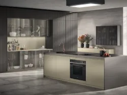 Cucina Moderna Libra in laccato lucido Perlage e Rovere Pepper di Scavolini