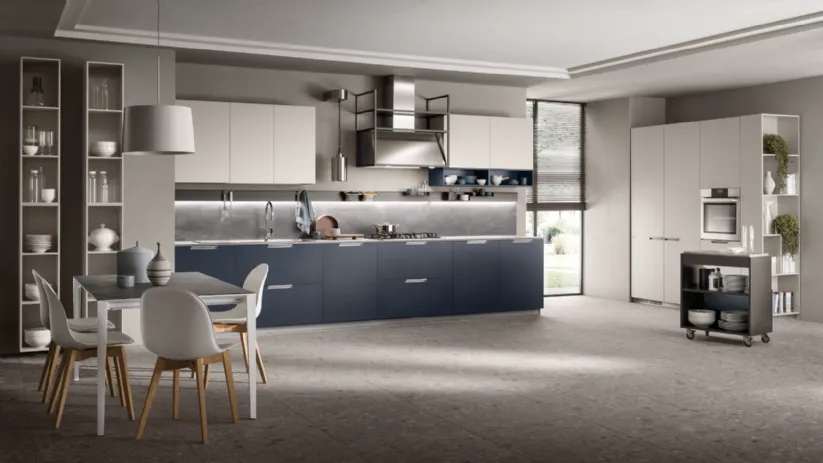 Cucina Moderna Mia in Blu Moon e Grigio Chiaro di Scavolini