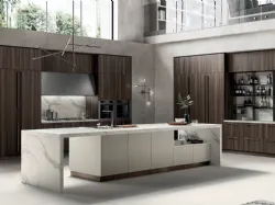 Cucina Moderna Mood in Noce Steady e laccato Tortora di Scavolini