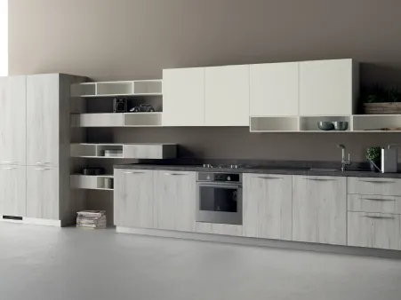 Cucina Moderna Mood in Rovere Actual e Bianco Puro di Scavolini