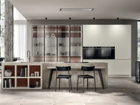 Cucina Moderna Motus in laccato opaco Bianco Prestige di Scavolini