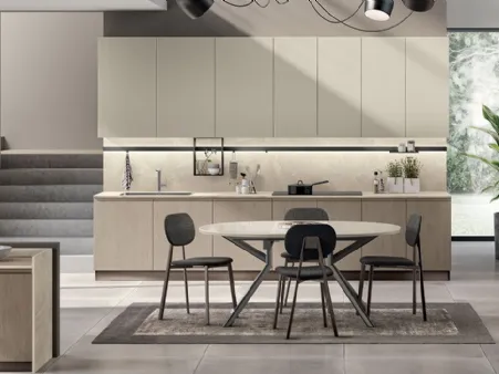 Cucina Moderna Motus in Rovere Gessato e Grigio Gabbiano di Scavolini