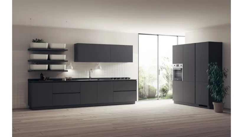 Cucina Moderna Qi in laccato opaco Grigio Ferro di Scavolini