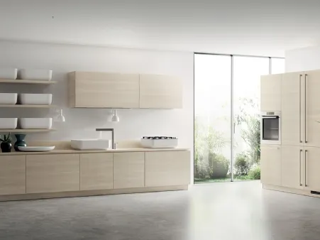 Cucina Moderna Qi in Olmo Kuuki con maniglia a gola di Scavolini