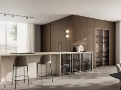 Cucina Moderna con penisola Regola 02 in melaminico e gres di Scavolini