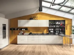 Cucina Moderna con penisola Sax in laccato lucido Bianco di Scavolini