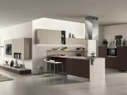 Cucina Sax in laccato opaco Visone e decorativo Noce Fashion di Scavolini