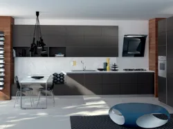 Cucina Moderna Tetrix in Grigio Ferro opaco con ante in Vetro di Scavolini