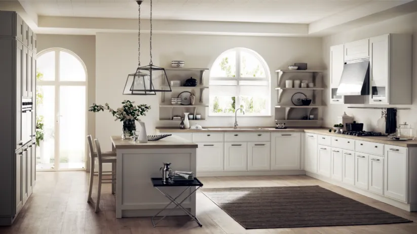 Cucina Shabby Chic Favilla in Laccato opaco Bianco Prestige di Scavolini