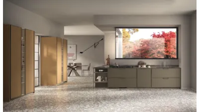 Cucina su misura Jeometrica in laccato Matera e Rovere di Scavolini