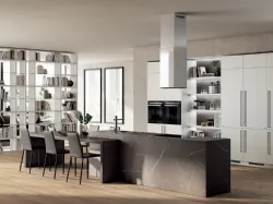 Cucina su misura Mood in Pietra Grey e Bianco Puro di Scavolini