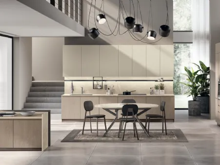 Cucina su misura Motus in Rovere Gessato e Grigio Gabbiano