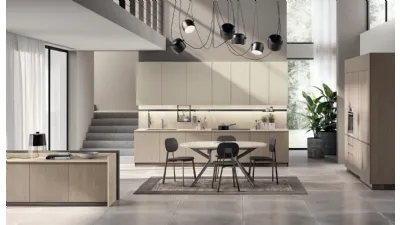 Cucina su misura Motus 07 in Rovere Gessato e Grigio Gabbiano