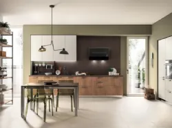 Cucina su misura Sax in decorativo Rovere Land e Nebbia di Scavolini