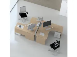 Scrivania operativa sagomata con 2 postazioni Krin in melaminico di MobilOfficeFurniture