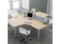 Scrivania operativa Point sagomata in melaminico e metallo di MobilOfficeFurniture