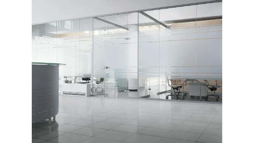 Parete divisoria Siderplan G3 in vetro con porta ad anta battente di MobilOfficeFurnitureSpagnol